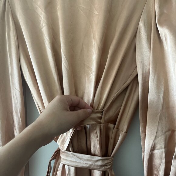 Rose Gold Silky Wrap Dress - Picture 3 of 5